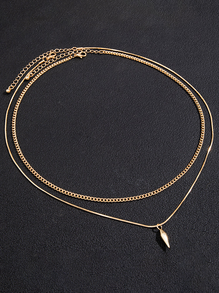 2Pcs Punk Rivet Pendant Necklace Set