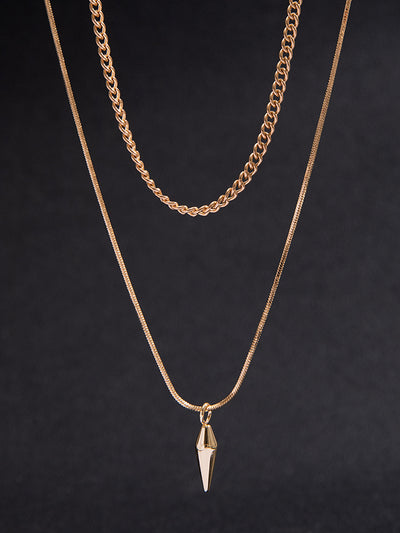 2Pcs Punk Rivet Pendant Necklace Set