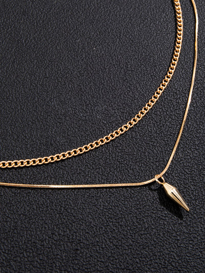2Pcs Punk Rivet Pendant Necklace Set