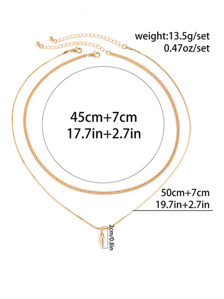 2Pcs Punk Rivet Pendant Necklace Set