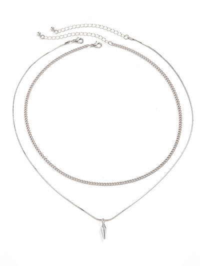 2Pcs Punk Rivet Pendant Necklace Set