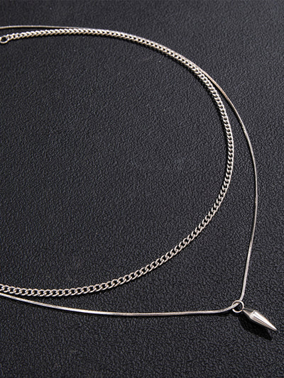 2Pcs Punk Rivet Pendant Necklace Set