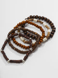 5Pcs Retro Wooden Bead Bracelet Set