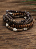 5Pcs Retro Wooden Bead Bracelet Set