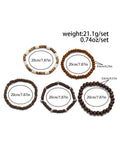 5Pcs Retro Wooden Bead Bracelet Set