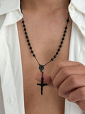 Unique Rosary Cross Pendant Necklace