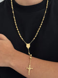 Unique Rosary Cross Pendant Necklace