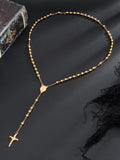 Unique Rosary Cross Pendant Necklace