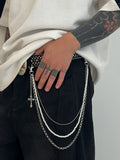 Fashion Double Layer Cross Pendant Pants Chain