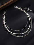 Fashion Double Layer Cross Pendant Pants Chain