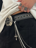 Fashion Double Layer Cross Pendant Pants Chain
