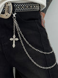 Fashion Double Layer Cross Pendant Pants Chain