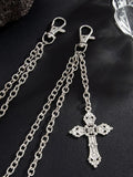 Fashion Double Layer Cross Pendant Pants Chain