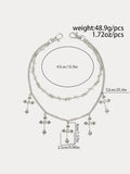 Fashion Double Layer Cross Pendant Pants Chain