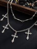 Fashion Double Layer Cross Pendant Pants Chain