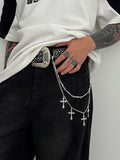 Fashion Double Layer Cross Pendant Pants Chain