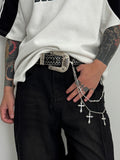 Fashion Double Layer Cross Pendant Pants Chain