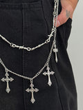 Fashion Double Layer Cross Pendant Pants Chain