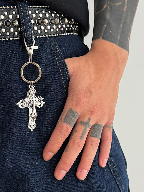 Retro Cross Pendant Keyring Jeans Pants Chain