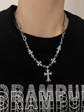 Fashion Retro Gothic Cross Bead Necklace