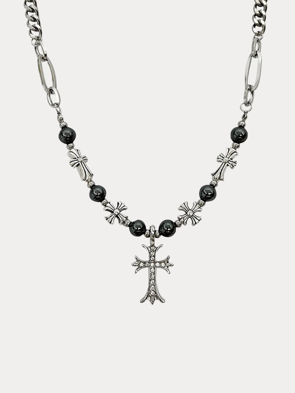 Fashion Retro Gothic Cross Bead Necklace