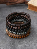 Bohemian Vintage Wooden Beads Bracelet Set