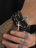 4Pcs Stackable Beaded Cross Bracelet Set