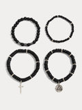 4Pcs Stackable Beaded Cross Bracelet Set