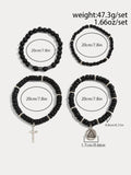 4Pcs Stackable Beaded Cross Bracelet Set