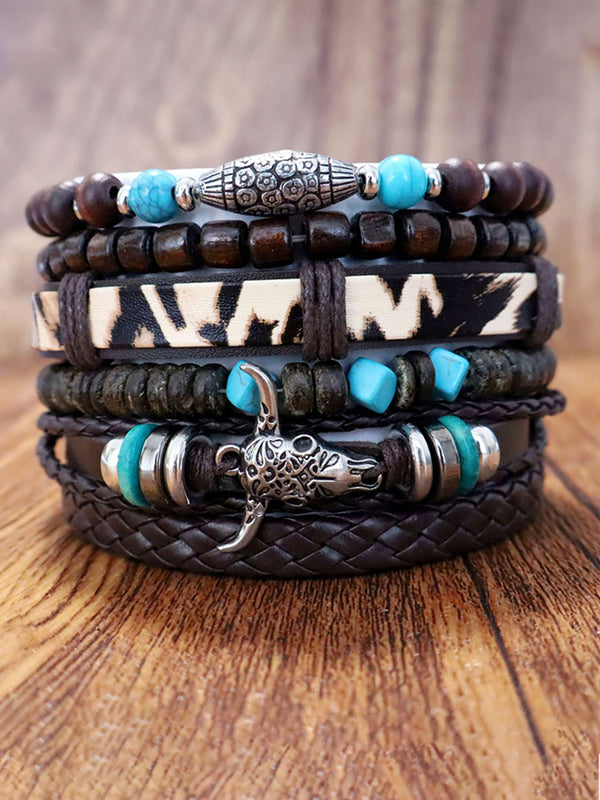 6Pcs Retro Western Cowboy Style Bracelet Set