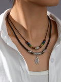 Vintage Style Double Layer Leaf Pendant Necklace
