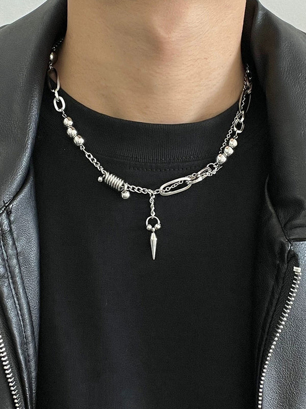 Punk Stainless Steel Rivet Pendant Necklace