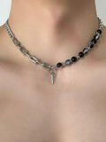 Gothic Punk Star Bead Pendant Necklace