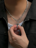 Gothic Mixed Chain Cross Necklace