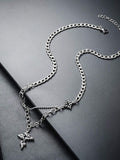 Gothic Mixed Chain Cross Necklace