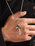 Fashion Gold Crown Cross Necklace