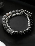 Casual Streetwear Dual-Strand Beaded Bracelet