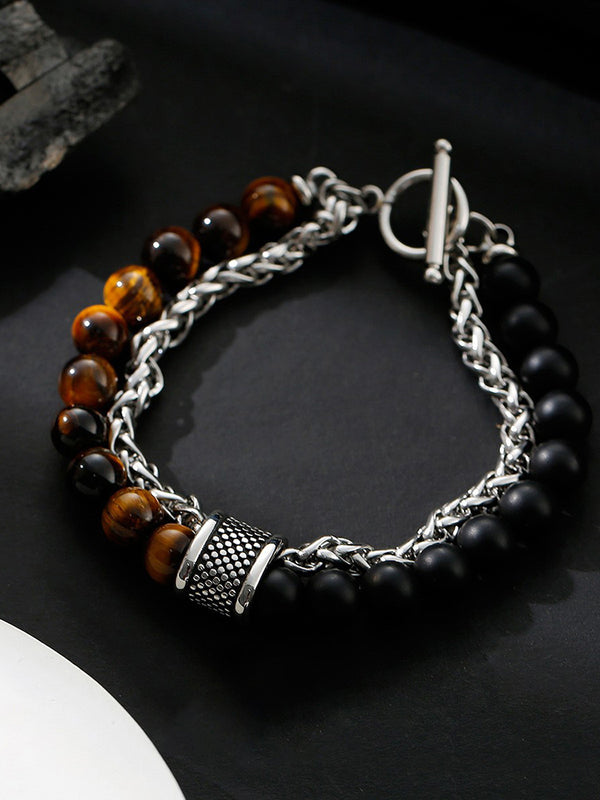 Casual Streetwear Dual-Strand Beaded Bracelet