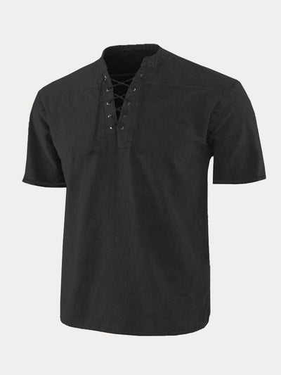 V Neck Short Sleeve Shirt Shirts coofandy Black S 