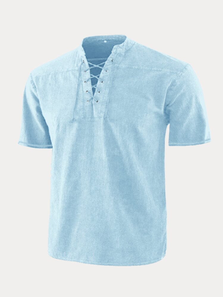 V Neck Short Sleeve Shirt Shirts coofandy Blue S 