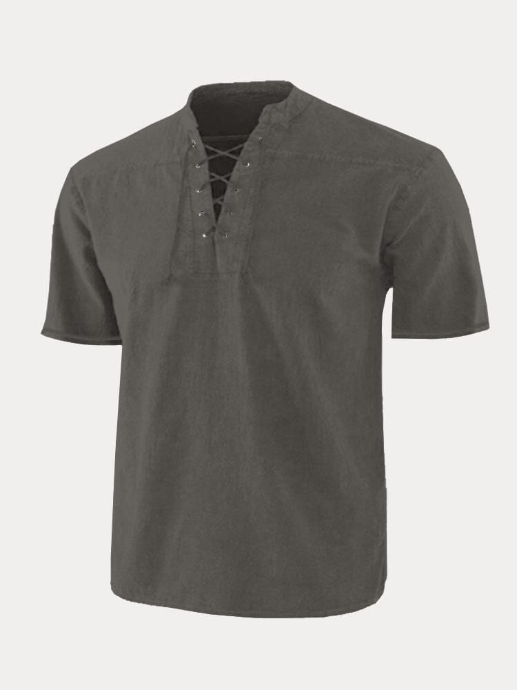 V Neck Short Sleeve Shirt Shirts coofandy Grey S 