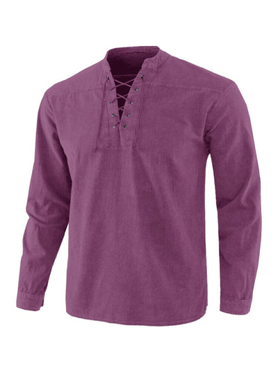 Coofandy V Neck Long Sleeves Shirt Shirts coofandy Purple S 