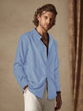 Linen Style Long Sleeve Shirt Shirts coofandy Blue M 