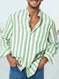 Striped Casual Shirt Shirts coofandy Green M 