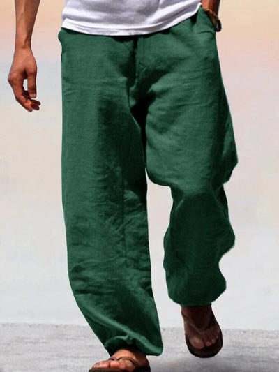 Soft Cotton Linen Wide Leg Pants Pants coofandystore Dark Green S 