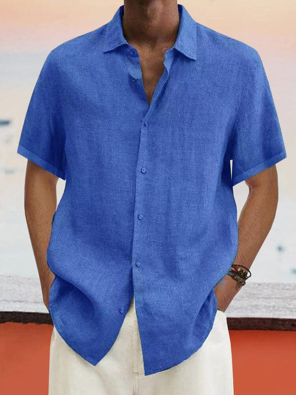 Natural Dyeing Short Sleeves Shirt Shirts coofandy Blue S 