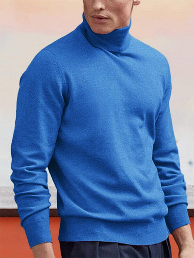 Wool Turtleneck Bottoming Sweater Sweaters coofandystore Blue S 