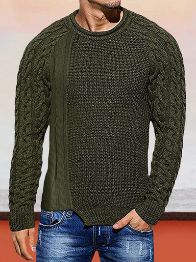 Round Neck Knitted Long Sleeve Sweater Sweaters coofandystore Army Green M 