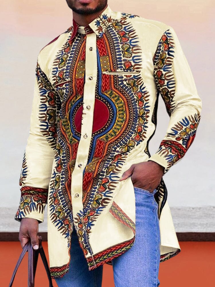 Ethnic Style Graphic Long Shirt - Comfortable & Stylish – coofandy