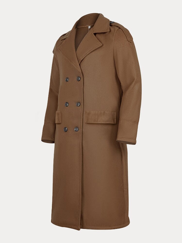 Classic Solid Long Tweed Coat Coat coofandystore 